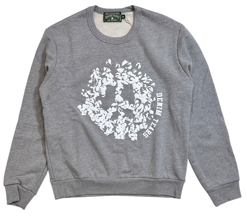 Denim Tears Peace Wreath Crewneck Sweatshirt in Grey/White